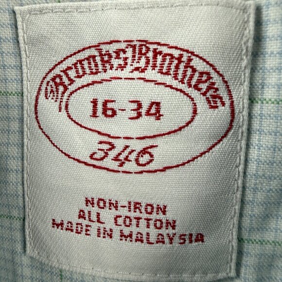 Brooks Brothers Check Cotton 16 34 Point Non-Iron Shirt Long Sleeve Button Up - Picture 14 of 15